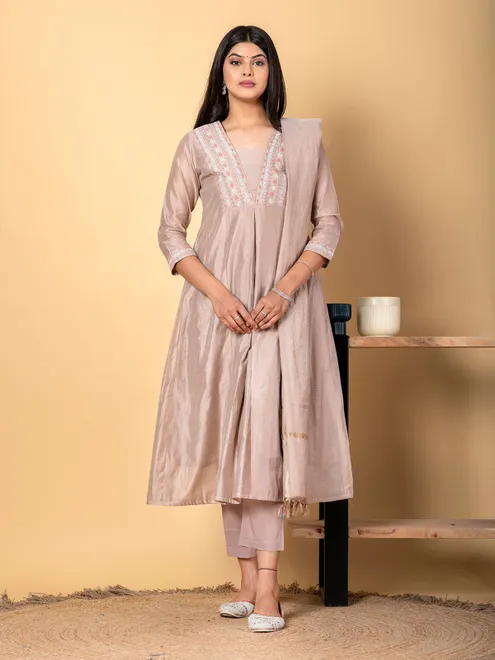 Light purple tissue silk kurti set