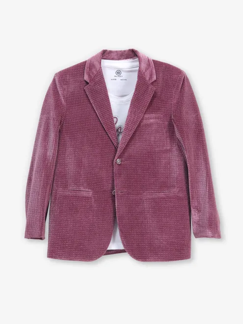 Light wine velvet party blazer for boys