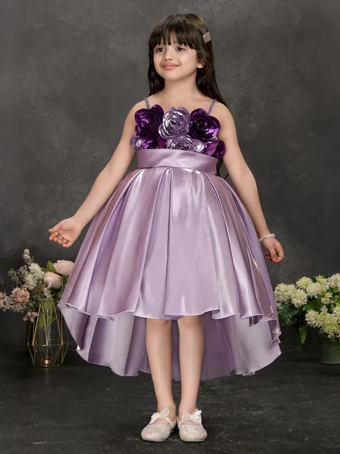 Lilac purple silk frock for birthday celebration