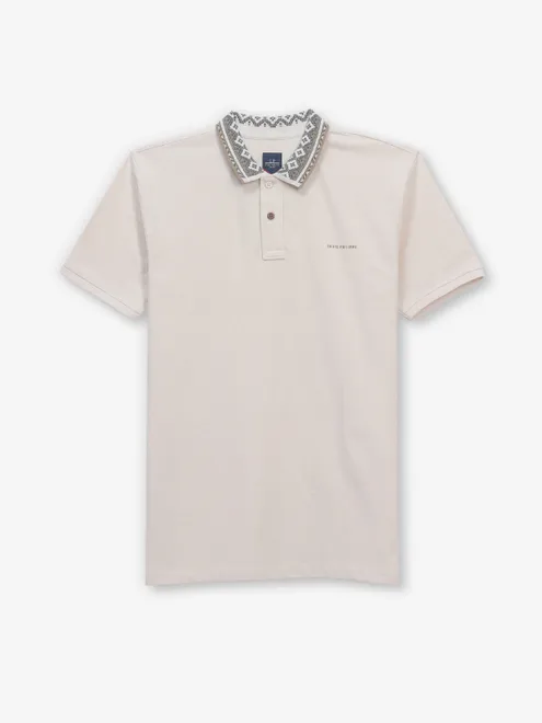 LOUIS PHILIPPE cream slim fit cotton t-shirt