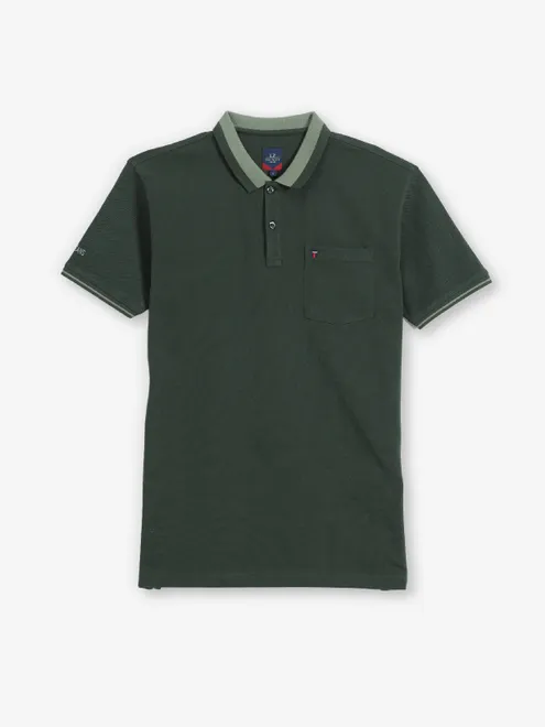 LOUIS PHILIPPE green plain cotton t-shirt