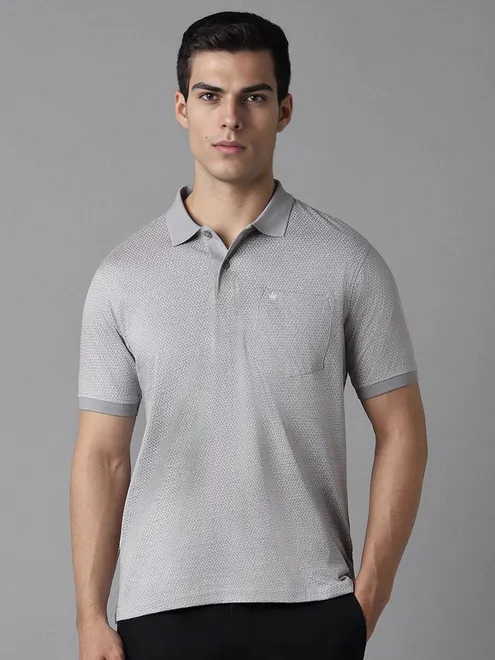 LOUIS PHILIPPE grey cotton printed t-shirt