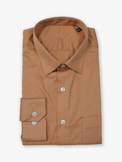 LOUIS PHILIPPE khaki plain slim fit formal wear shirt