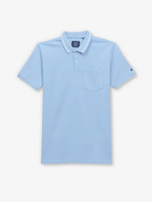 LOUIS PHILIPPE light blue cotton t-shirt for men