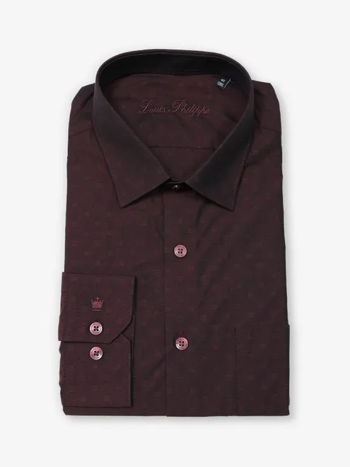 LOUIS PHILIPPE maroon printed formal wear shirt