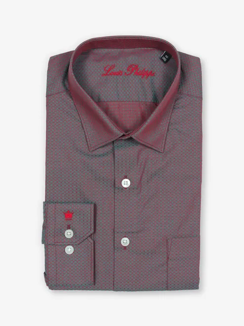 LOUIS PHILIPPE maroon texture shirt