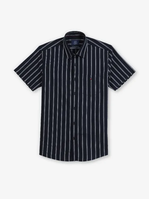 LOUIS PHILIPPE stripe black casual shirt for men