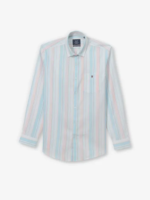 LOUIS PHILIPPE stripe sky blue shirt