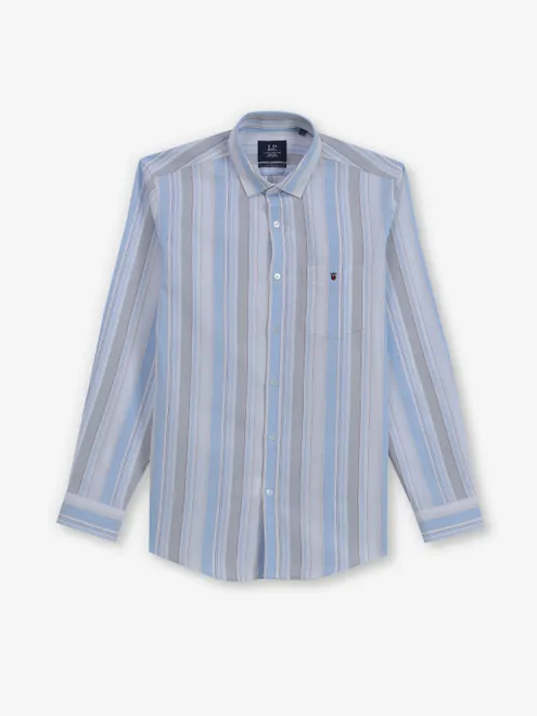 LOUIS PHILIPPE Stripped blue cutaway shirt for men