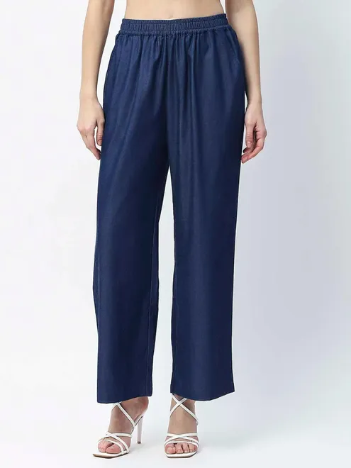 MADAME dark blue solid pant