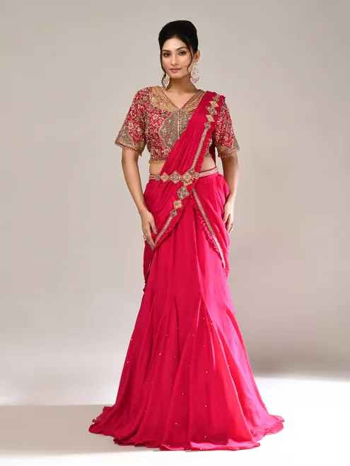 Magenta chiffon georgette designer lehenga choli