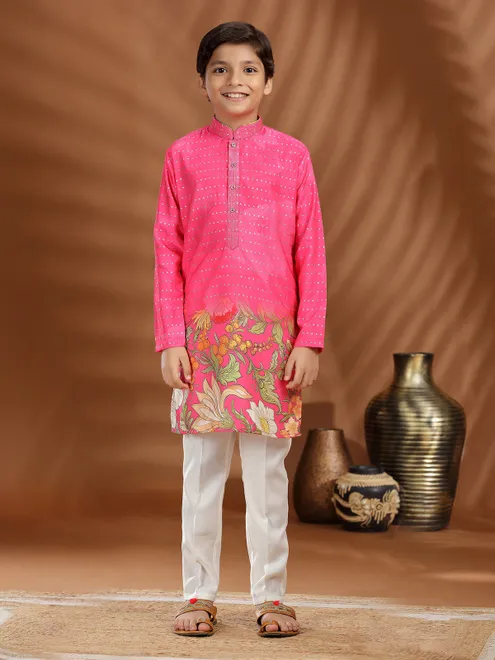 Magenta silk kurta pajama for festival