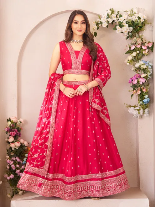 Magenta silk lehenga choli with elegant festive brilliance