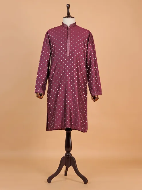 Maroon shining kurta suit for men