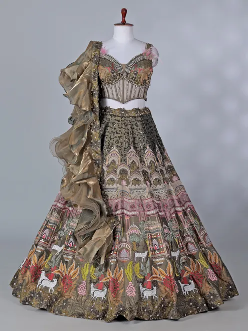 Mehendi green green wedding wear lehenga choli