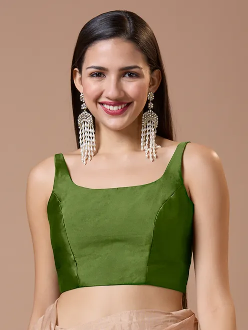 Mehendi Green silk ready made blouse