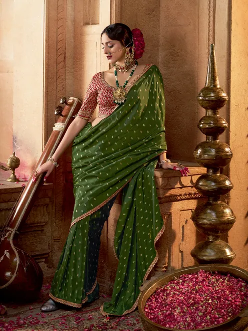 Mehendi green viscose crepe silk saree
