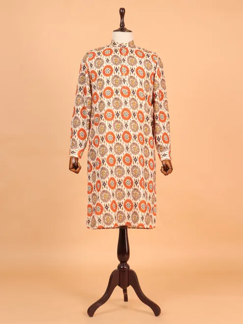 Mesmrizing beige cotton kurta for men