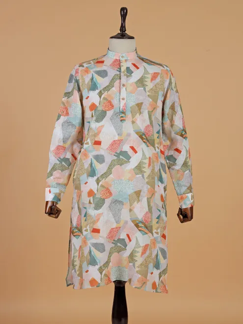 Modern multicolor cotton printed kurta for men