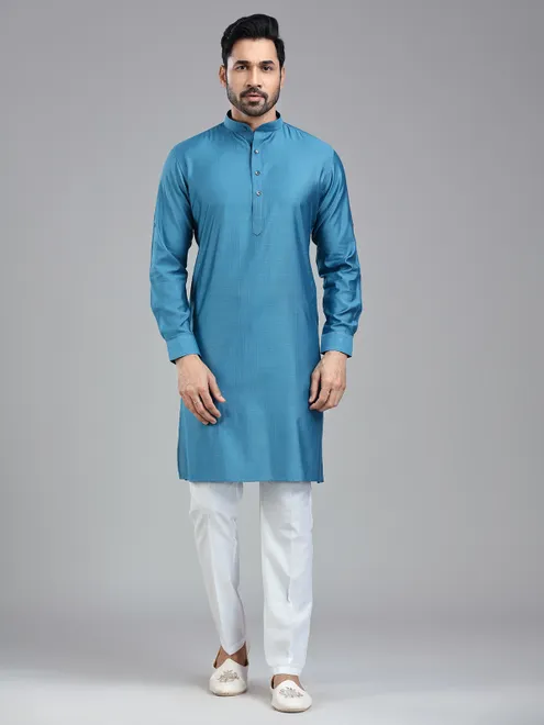 Moonstone blue simple kurta suit for festive