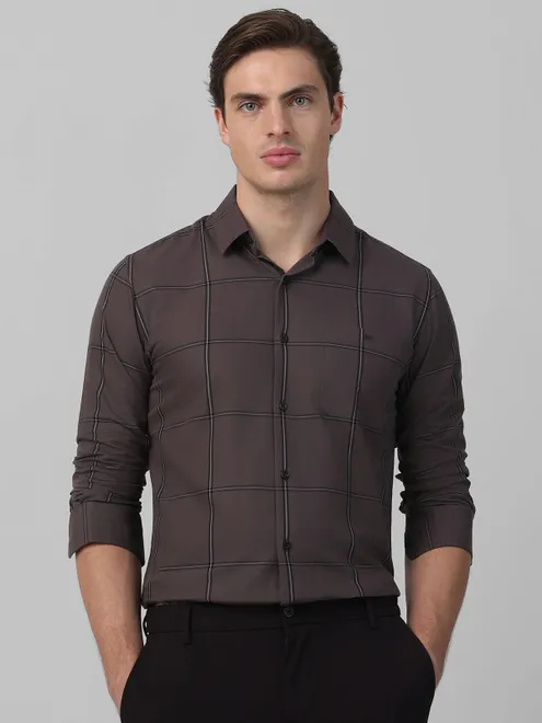MUFTI checkered wine casual shirt