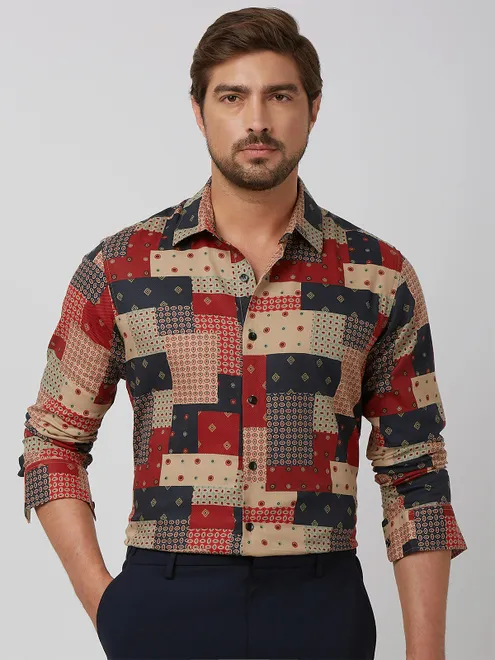 MUFTI multi colour printed cotton shirt