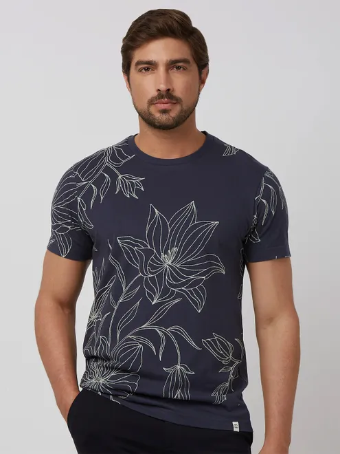 MUFTI printed navy printed cotton  t-shirt