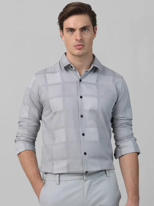 MUFTI silver checkered cotton shirt