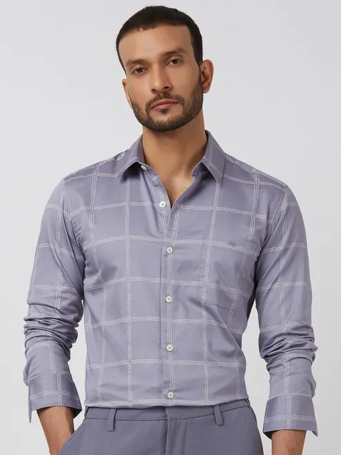 MUFTI smashing grey checks cotton shirt
