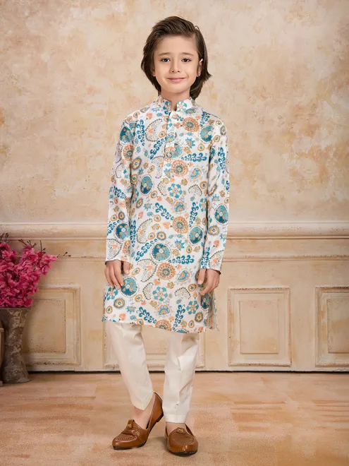 Multi color cotton printed kurta with pant