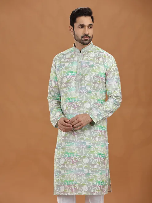 Multi color viscose kurta suit with detailing