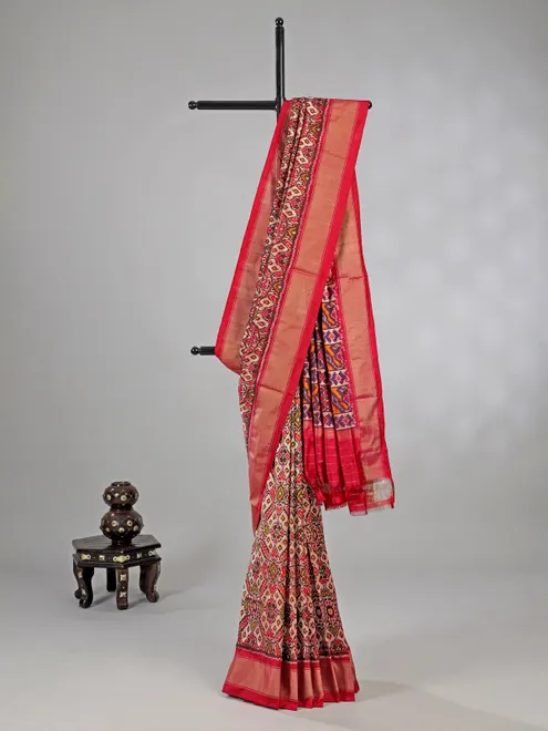 Multi color zari weaving patola silk saree for festive glow