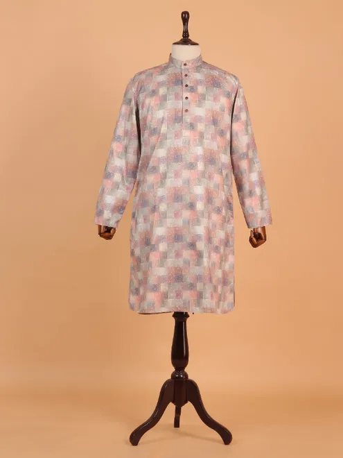 Multi colour cotton silk kurta pajama