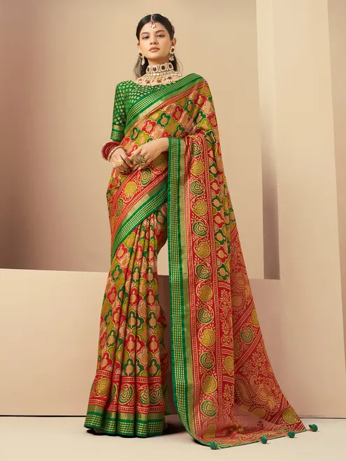 Multi colour drape in georgette with calm prints