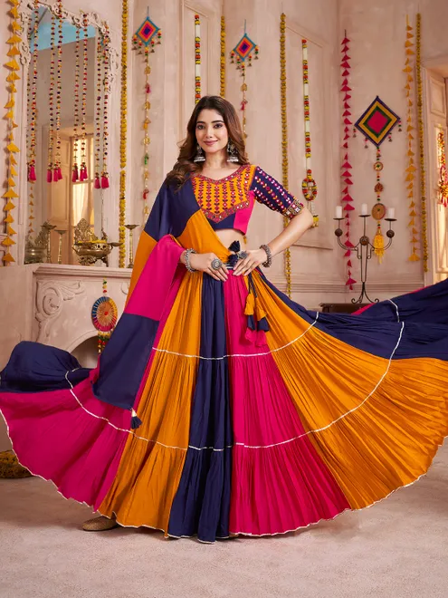 Multi colour gorgeous traditional navratri chaniya choli