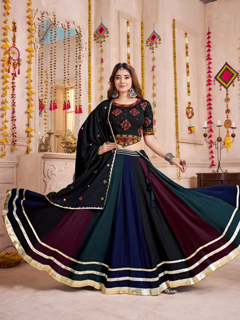 Multi colour vibrant festive navratri chaniya choli