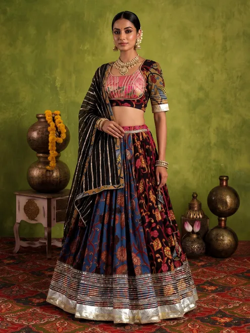 Multicolor cotton printed navratri lehenga choli