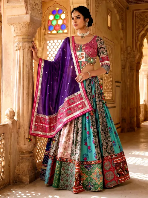 Multicolor fusion festive lehenga choli