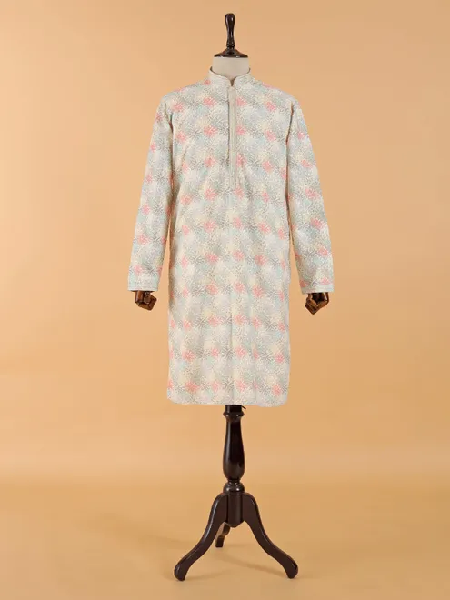 Multicolor kurta set for men in georgette