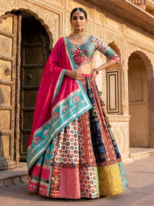 Multicolor traditional printed lehenga choli