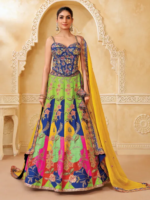Multicolor wedding wear silk lehenga choli