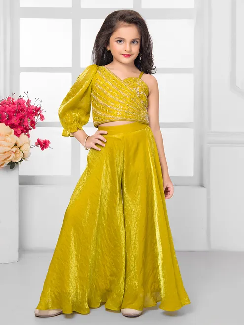 Mustard satin silk festive salwar suit