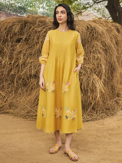 Mustard yellow muslin cotton kurti