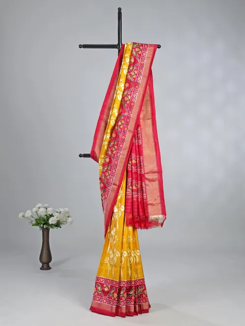 Mustard yellow patola silk saree with haldi special
