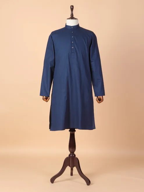 Navy cotton plain kurta suit