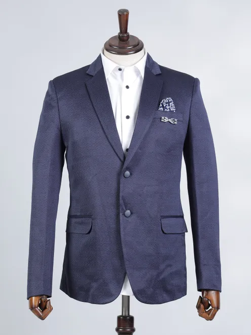 Navy part wear cotton blazer for men