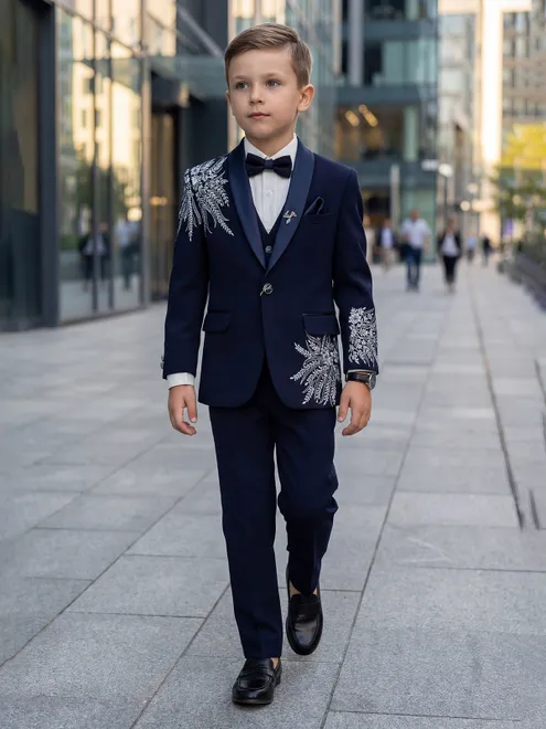 Navy reception wear terry rayon coat suit for boys