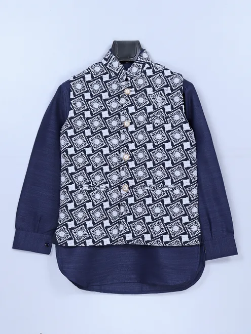 Navy silk boys waistcoat set for wedding