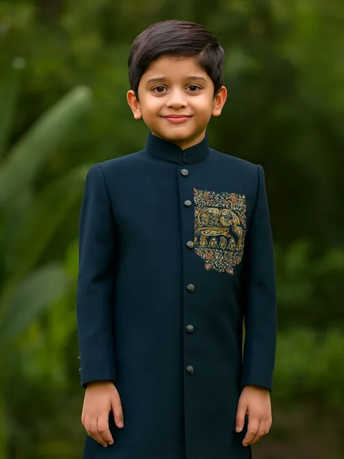 Navy terry rayon indowetsrn suit for wedding