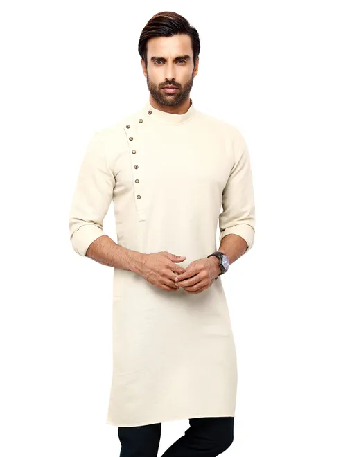 Classy cotton plain off-white kurta